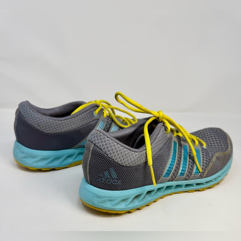 Adidas Falcon Elite 2 Gray and Aqua Sneakers with Yellow Accents